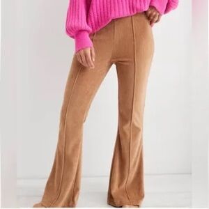 Aerie Groove-On High Waisted Rib Velour Flare Pants